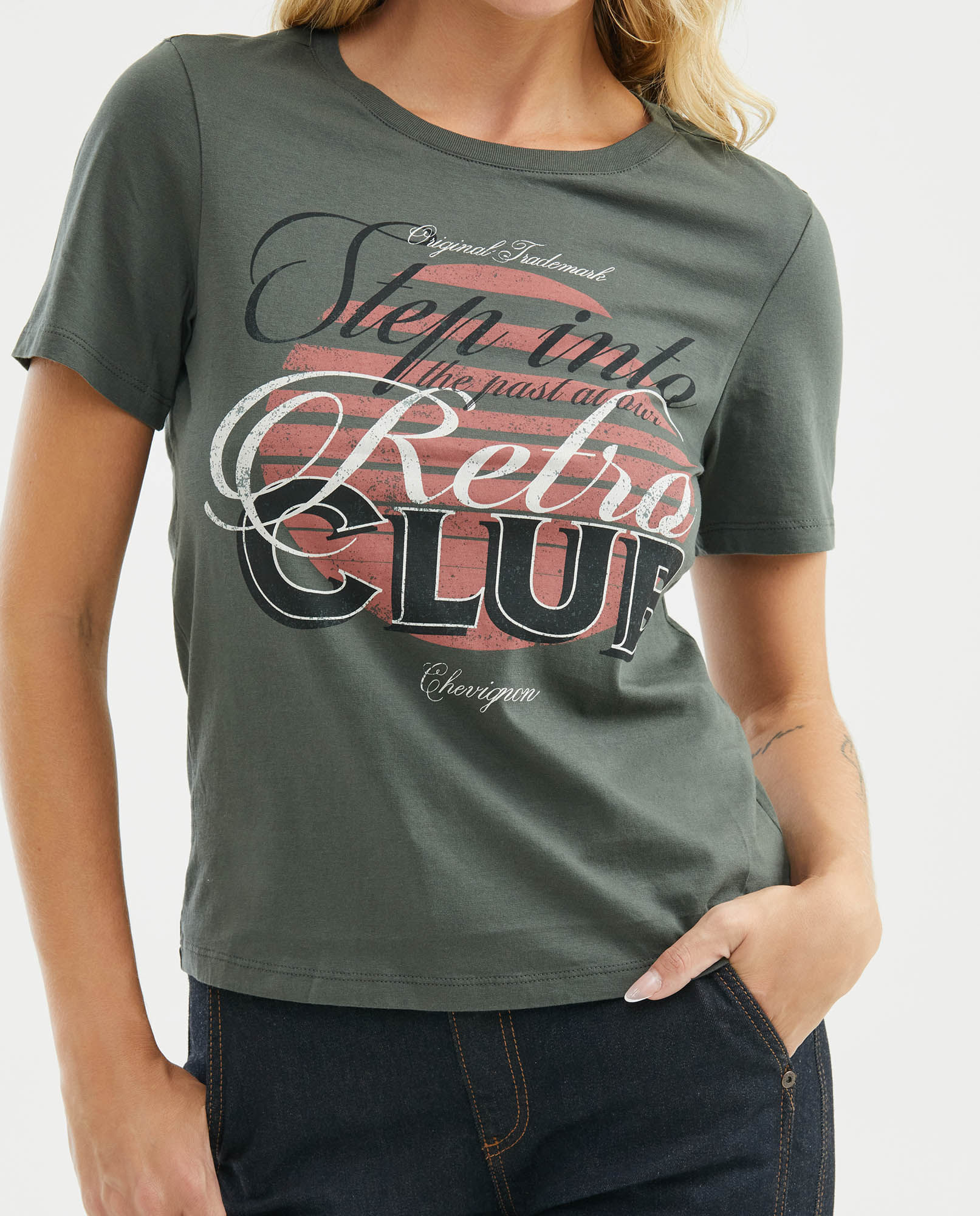 Camiseta Gráfica de Mujer, Manga Corta Cuello Redondo - Gráfico Frontal Estampado