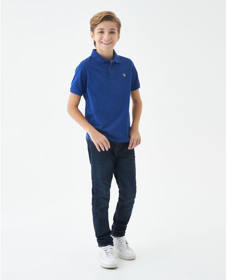Camiseta de Niño Tipo Polo, Straight Fit Manga Corta - Diseño Básico Fondo Entero