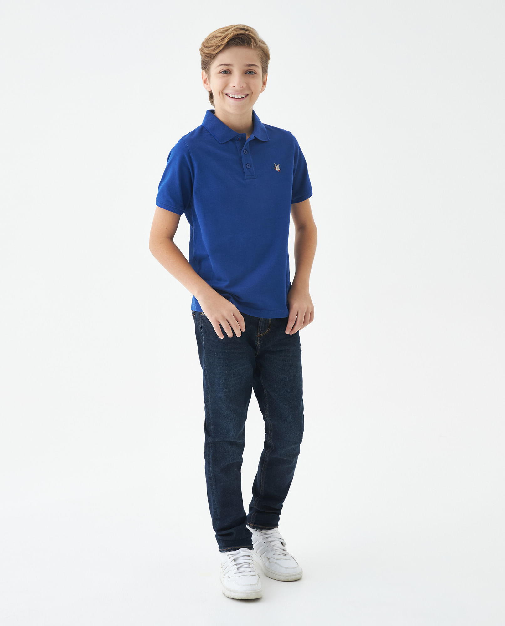 Camiseta de Niño Tipo Polo, Straight Fit Manga Corta - Diseño Básico Fondo Entero