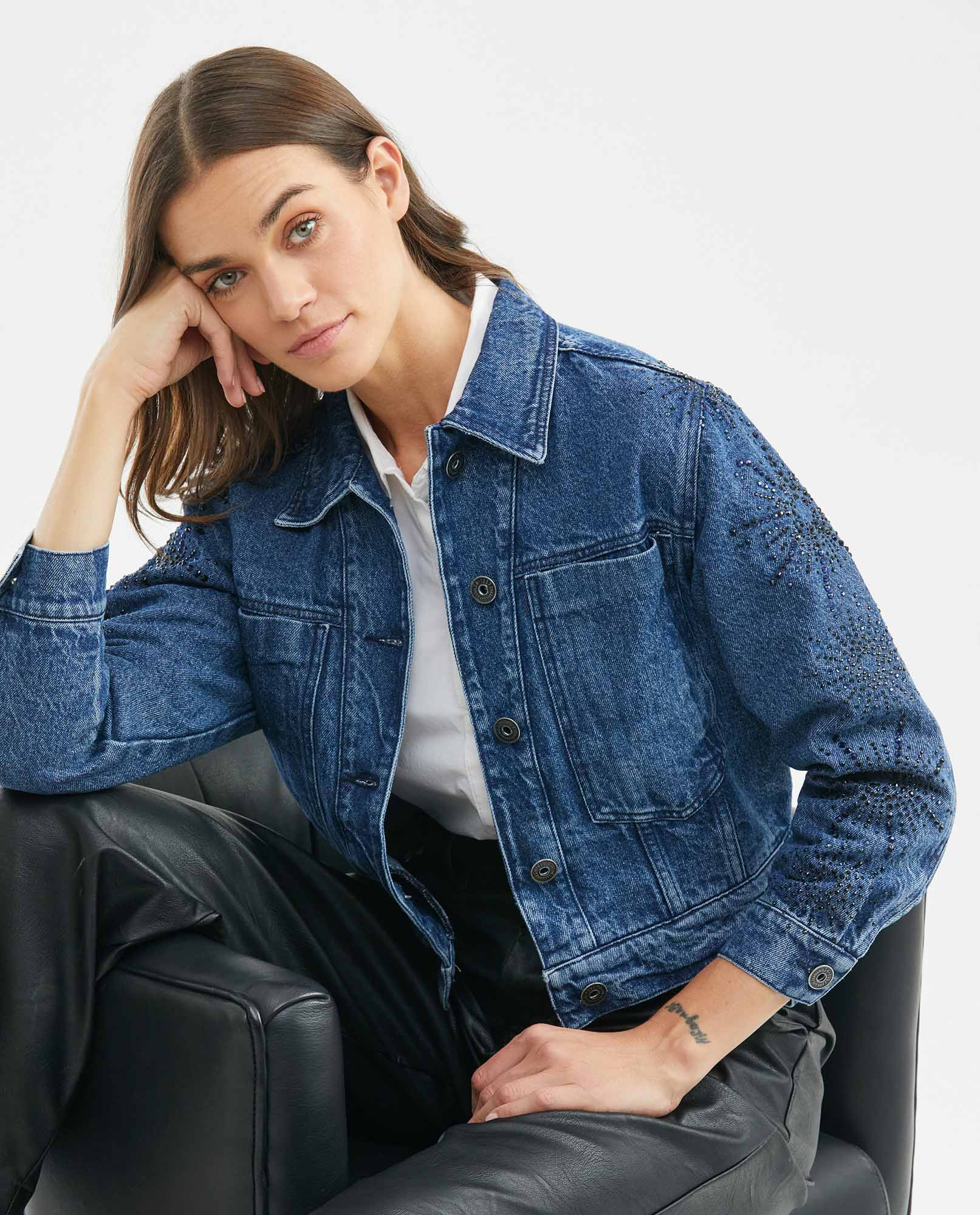 Chaqueta de Mujer, Tipo Trucker - Piedras