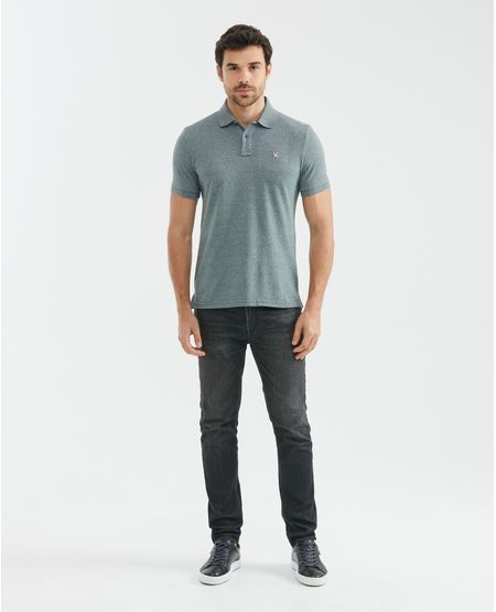 Camiseta de Hombre Tipo Polo, Slim Fit Manga Corta - Efecto Jaspe