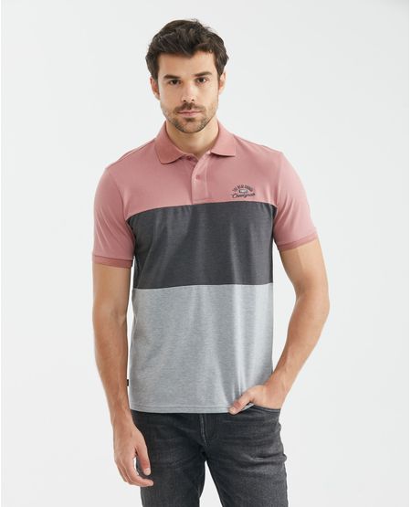Camiseta de Hombre Tipo Polo, Classic Fit Manga Corta - Bloques de Color Degradé
