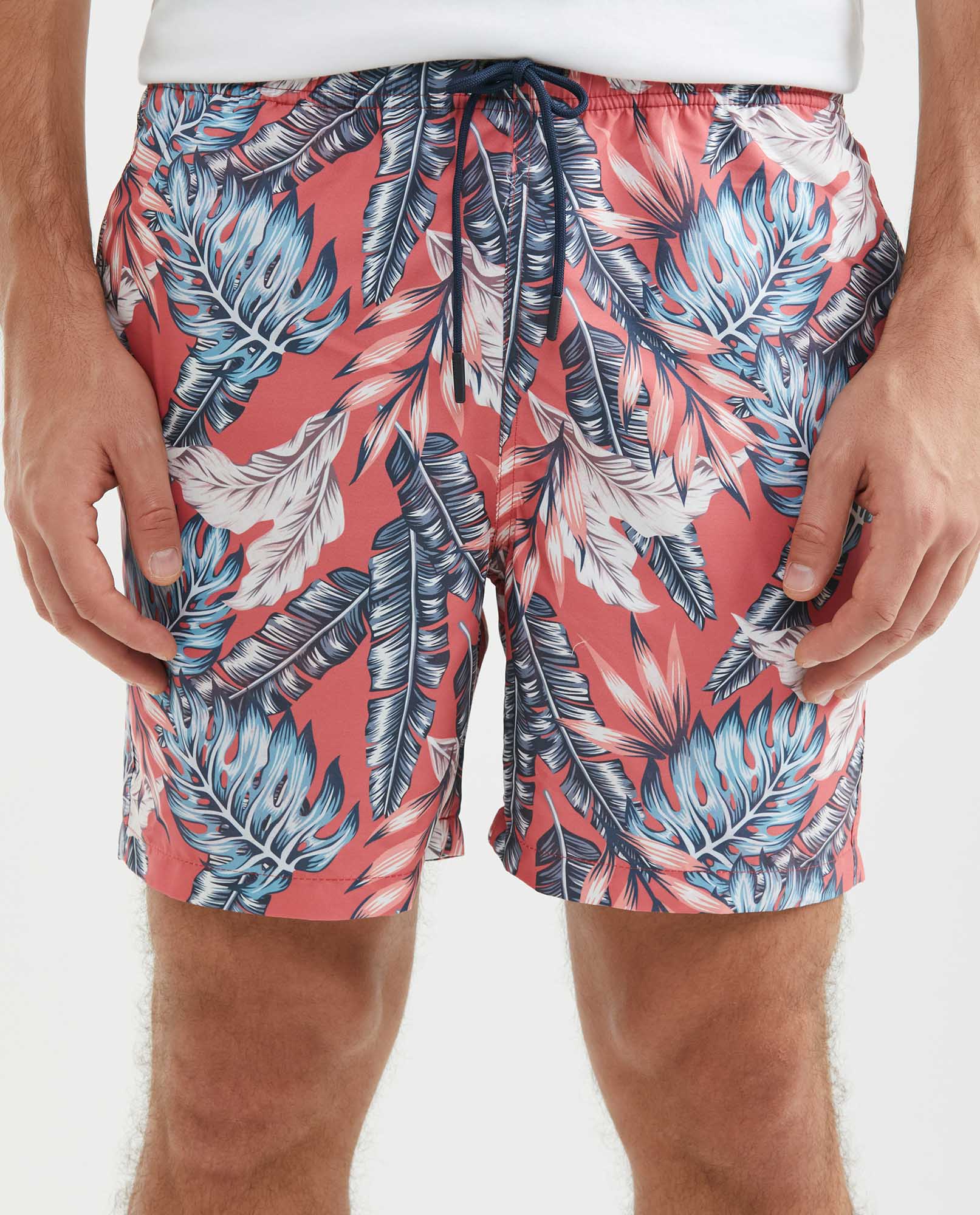 Pantaloneta de Baño Para Hombre, Regular Fit - Print Hojas Tropicales