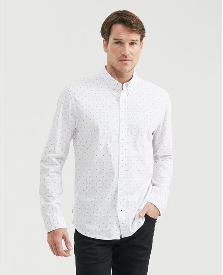 Camisa de Hombre, Classic Fit Manga Larga - 100% Algodón Efecto Dobby