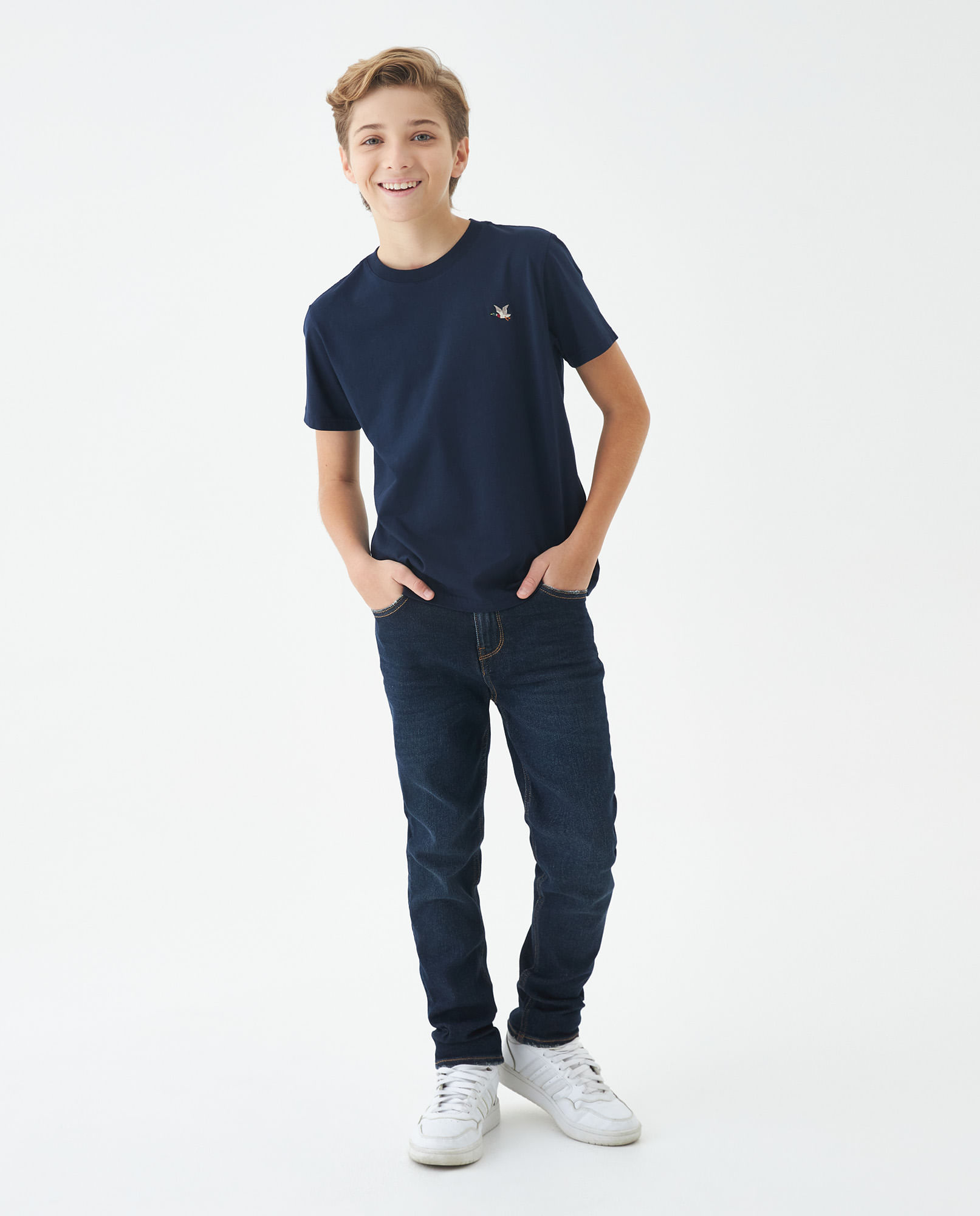 Camiseta de Niño, Straight Fit Cuello Redondo - Básico Fondo Entero