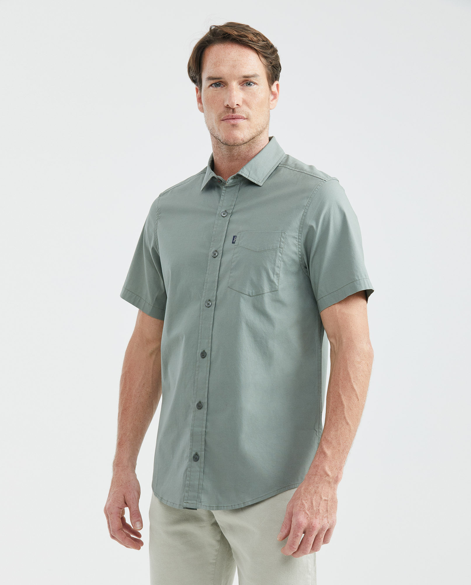 Camisa de Hombre, Slim Fit Manga Corta - Básica con Bolsillo
