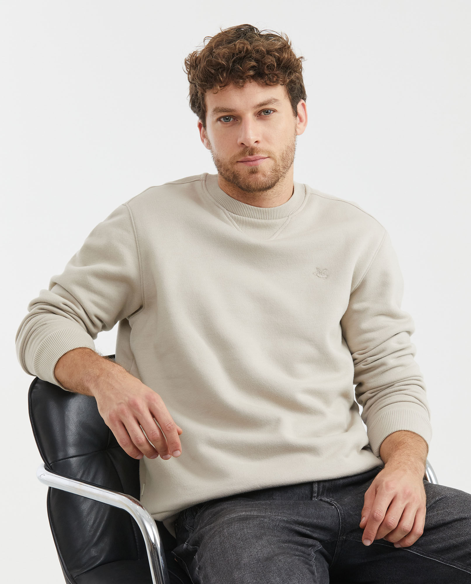 Buzo de Hombre, Cerrado Cuello Redondo - Tipo Sweatshirt Bordado Frontal Tono a Tono