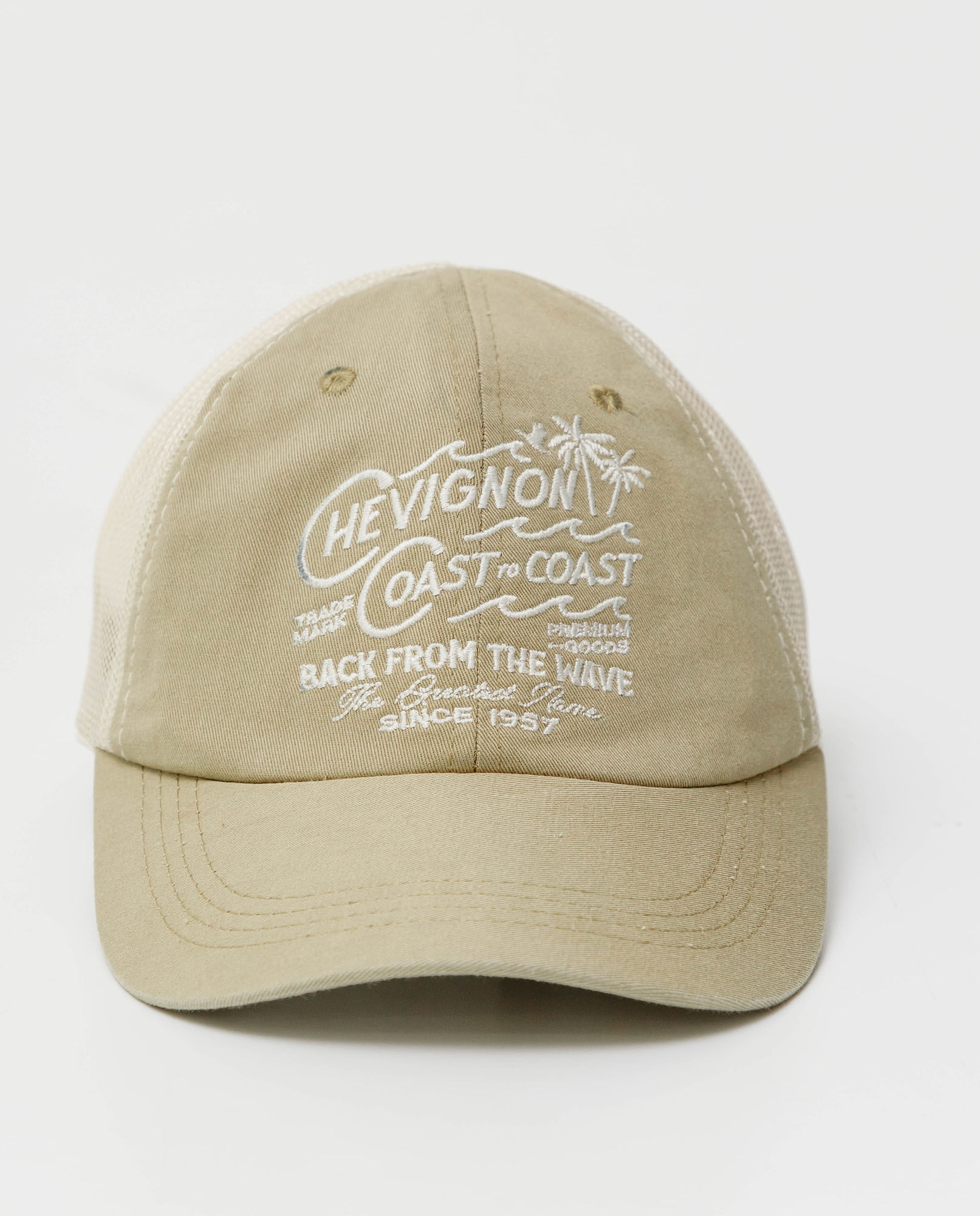 Gorra Unisex, Casco Desestructurado Frente en Algodón Malla en Contraste, Correa Ajustable en Cuero - Bordado en Contraste