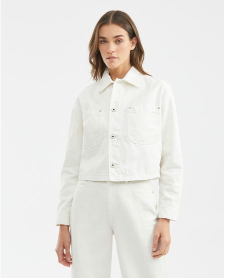 Chaqueta de Mujer en Denim, Tipo Trucker Straight Fit - Color Crudo