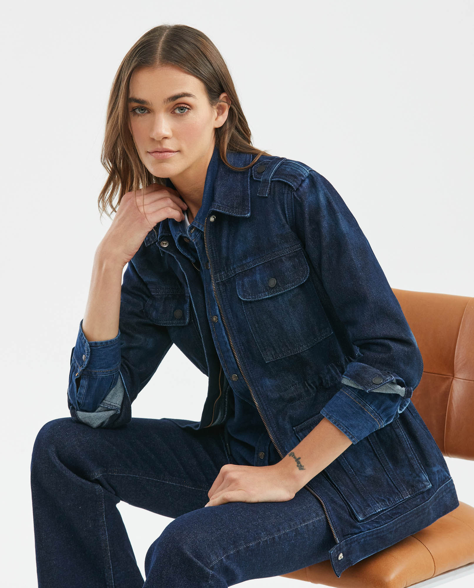Chaqueta de Mujer en Denim, Tipo Parka - Azul Ultra Oscuro