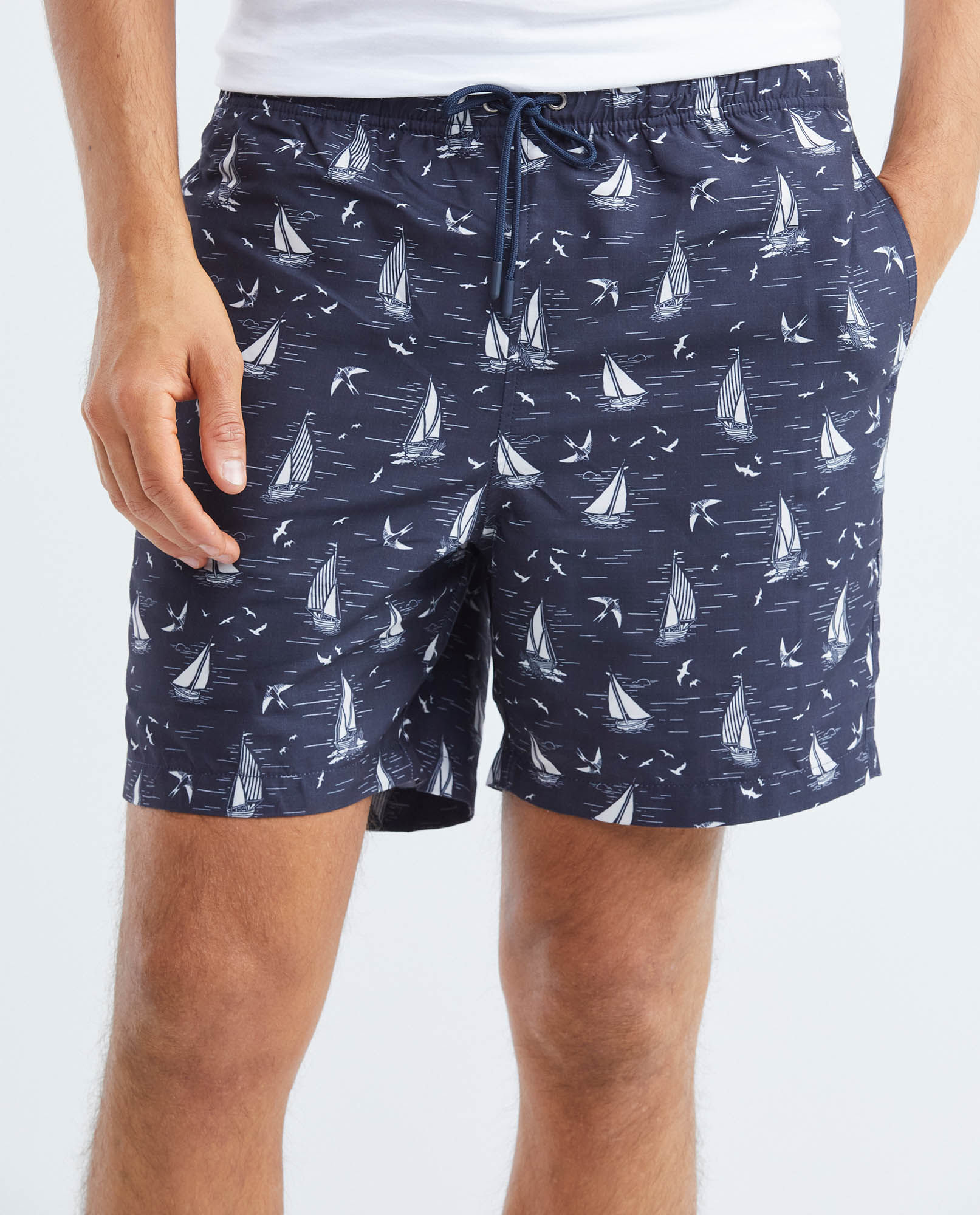 Pantaloneta de Baño Para Hombre, Regular Fit - Estampación Barcos