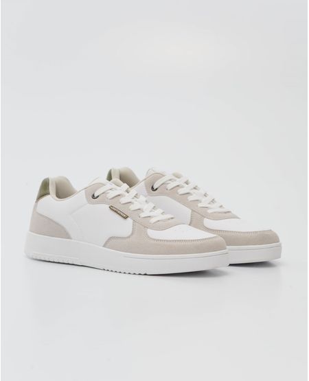 Tenis de Hombre en Cuero, Caña Baja Horma Redondeada - Combinación de Materiales y Texturas