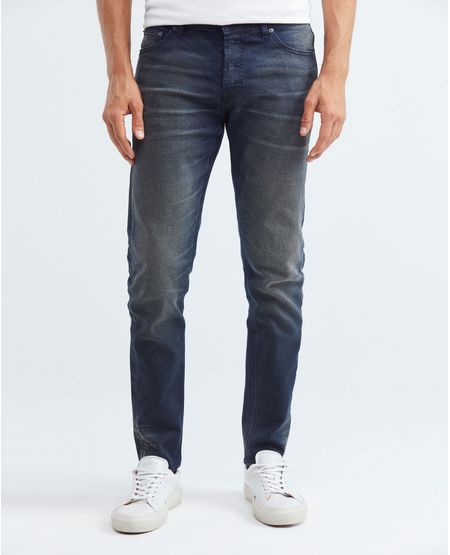 Jean de Hombre Super Slim Fit, Rider, Bota Super Slim - Azul Oscuro Vintage + Arrugas 3D