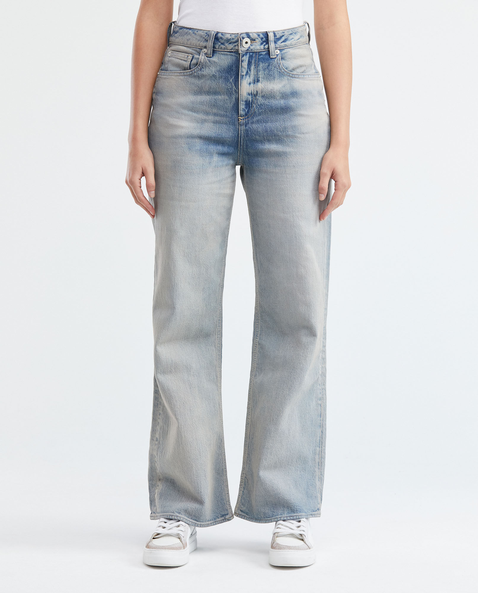 Jean de Mujer Wide Leg, Bota Relaxed - Azul Medio Sobreteñido