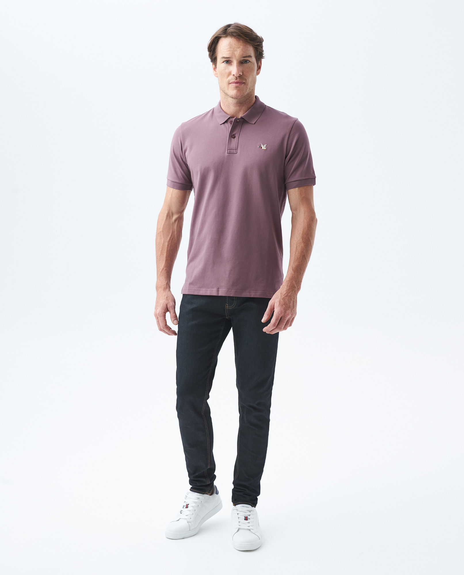 Camiseta de Hombre Tipo Polo, Slim Fit Manga Corta - Piqué Algodón + Elastano