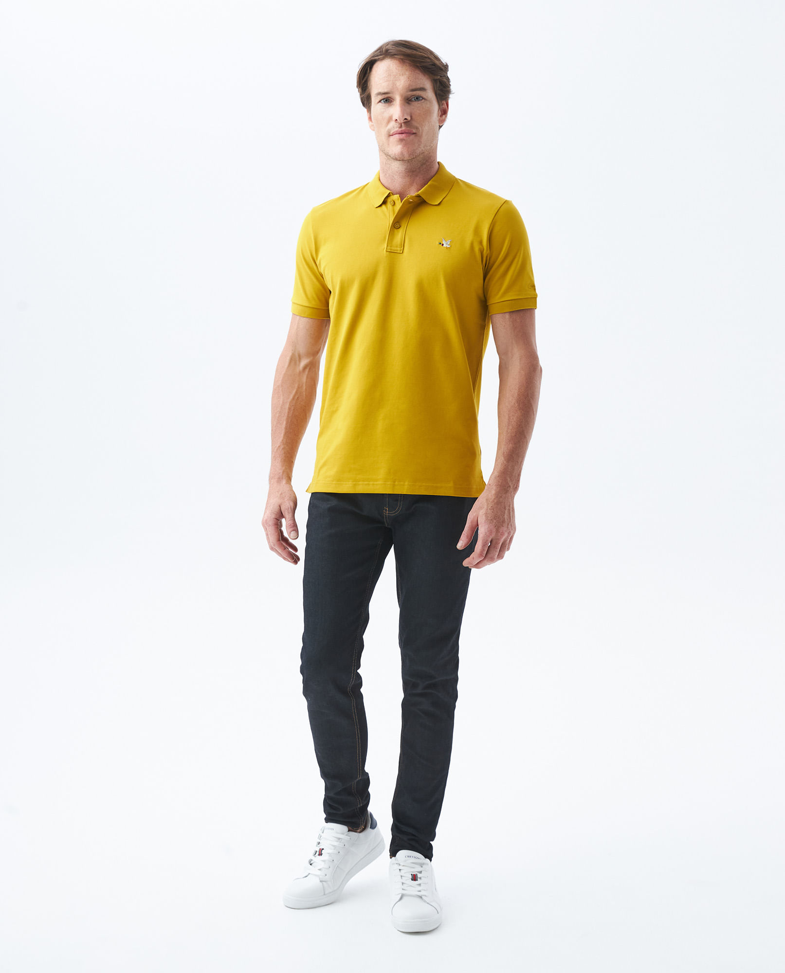 Camiseta de Hombre Tipo Polo, Slim Fit Manga Corta - Piqué Algodón + Elastano