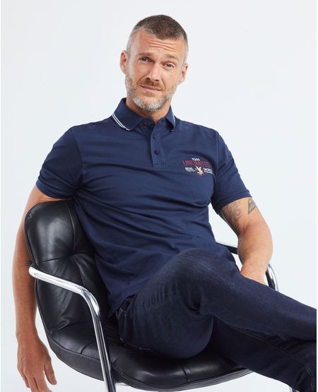 Camiseta de Hombre Tipo Polo, Classic Fit Manga Corta - Aplique Heritage