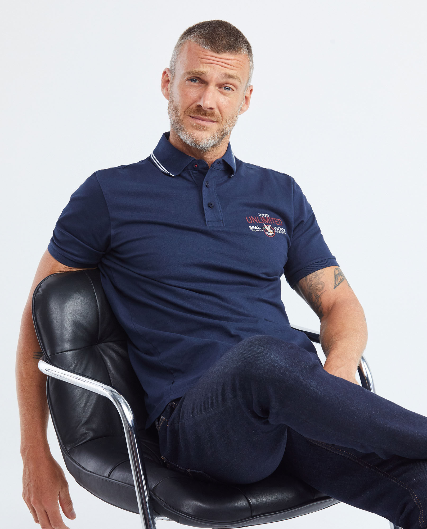 Camiseta de Hombre Tipo Polo, Classic Fit Manga Corta - Aplique Heritage