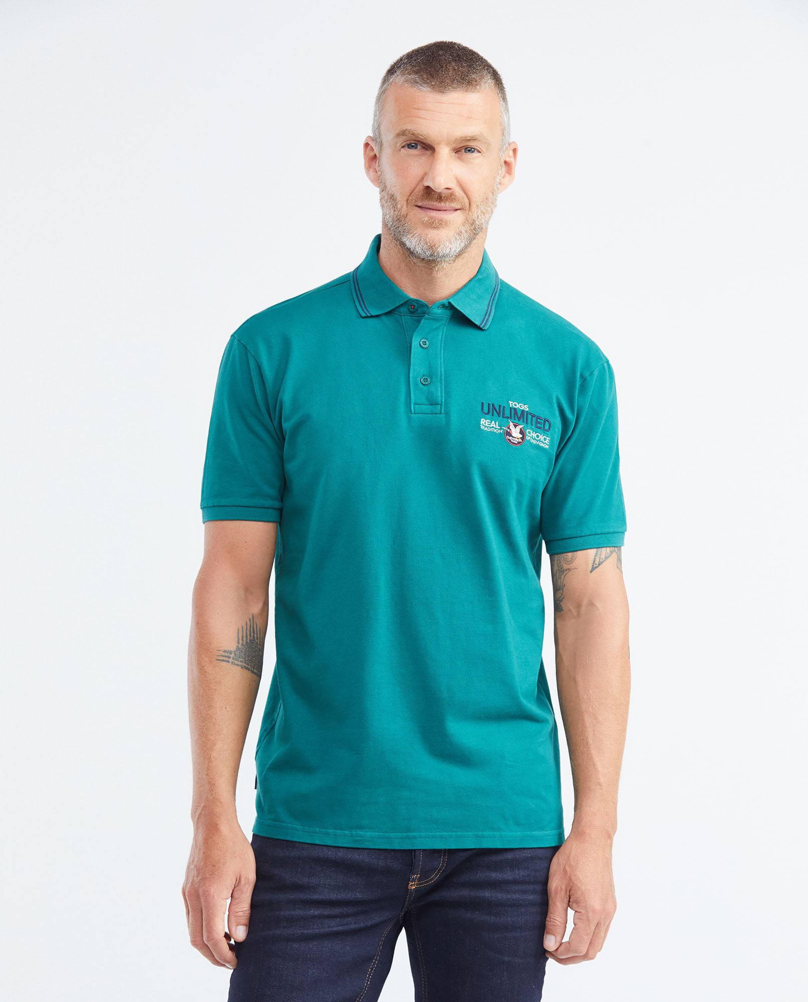 Camiseta de Hombre Tipo Polo, Classic Fit Manga Corta - Aplique Heritage