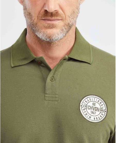 Camiseta de Hombre Tipo Polo, Slim Fit Manga Corta - Aplique Bordado