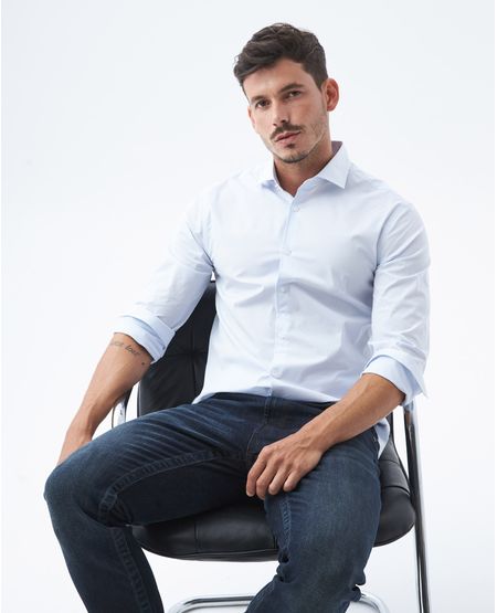 Camisa Premium de Hombre, Slim Fit Manga Larga - Mini Cuadros Coolmax