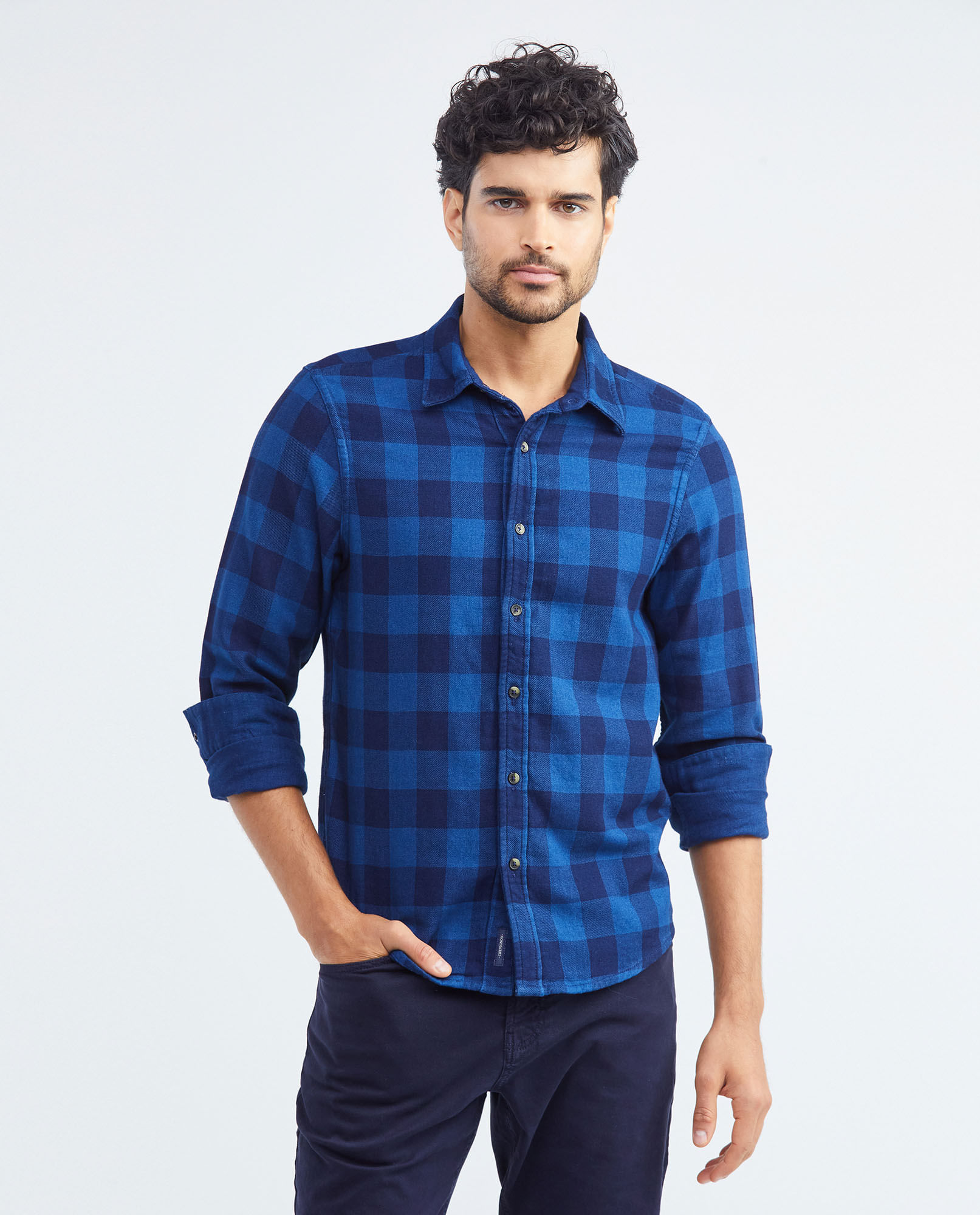 Camisa de Hombre, Slim Fit Manga Larga - Diseño Doble Faz