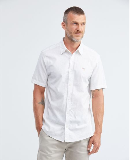 Camisa de Hombre, Classic Fit Manga Corta - 100% Algodón Efecto Neps