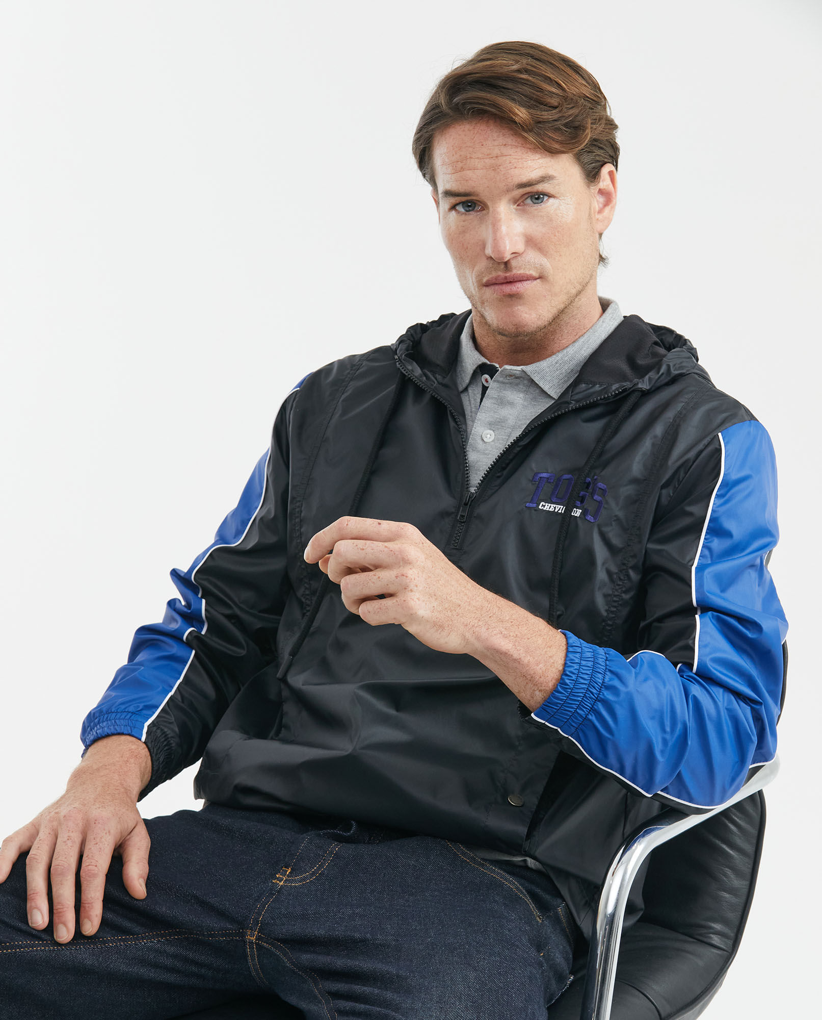 Chaqueta de Hombre, Silueta Anorak con Capucha - Bloques de Color