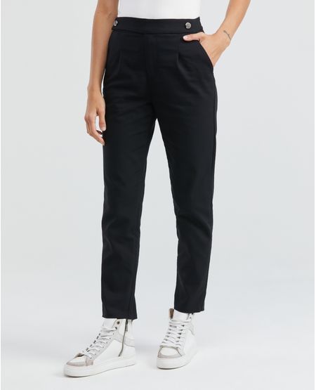 Pantalón de Mujer, Tipo Britches, Tiro Medio Bota Recta - Pretina Desplazada Botones en Costados