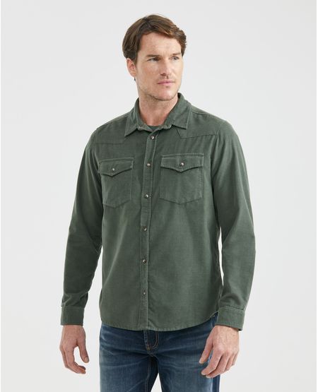 Camisa de Hombre, Slim Fit Manga Larga - Corduroy