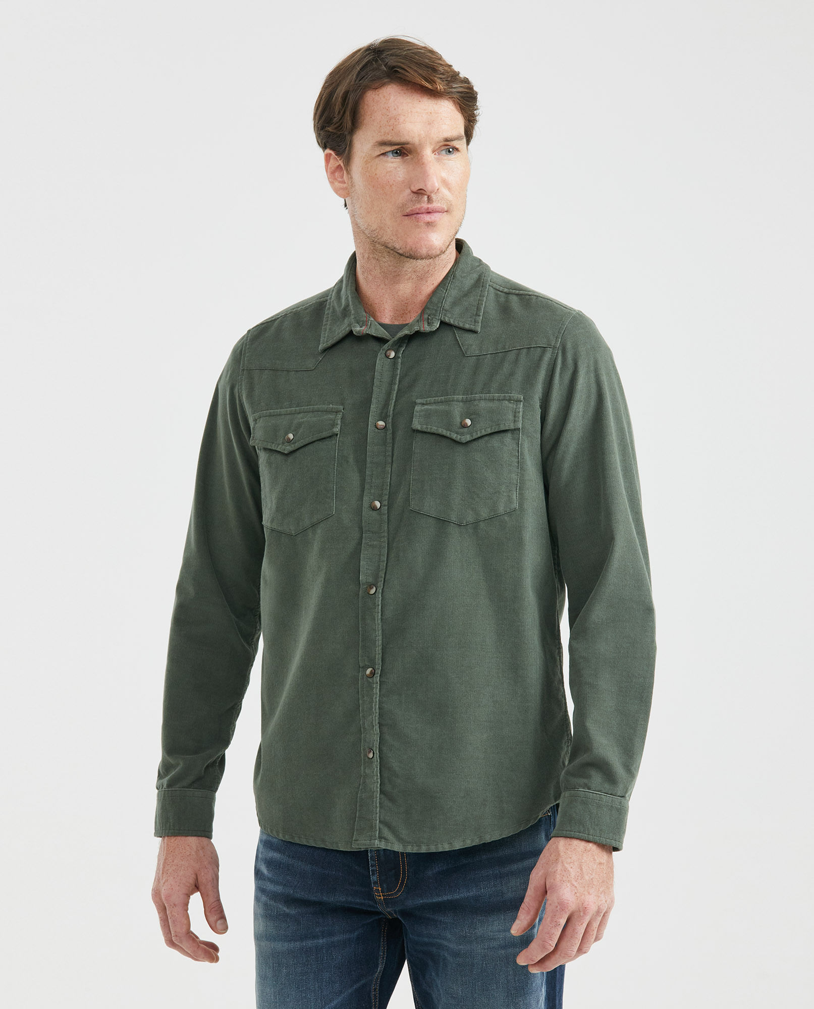 Camisa de Hombre, Slim Fit Manga Larga - Corduroy
