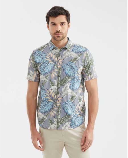 Camisa Resort de Hombre, Classic Fit Manga Corta - Maxi Print Hojas