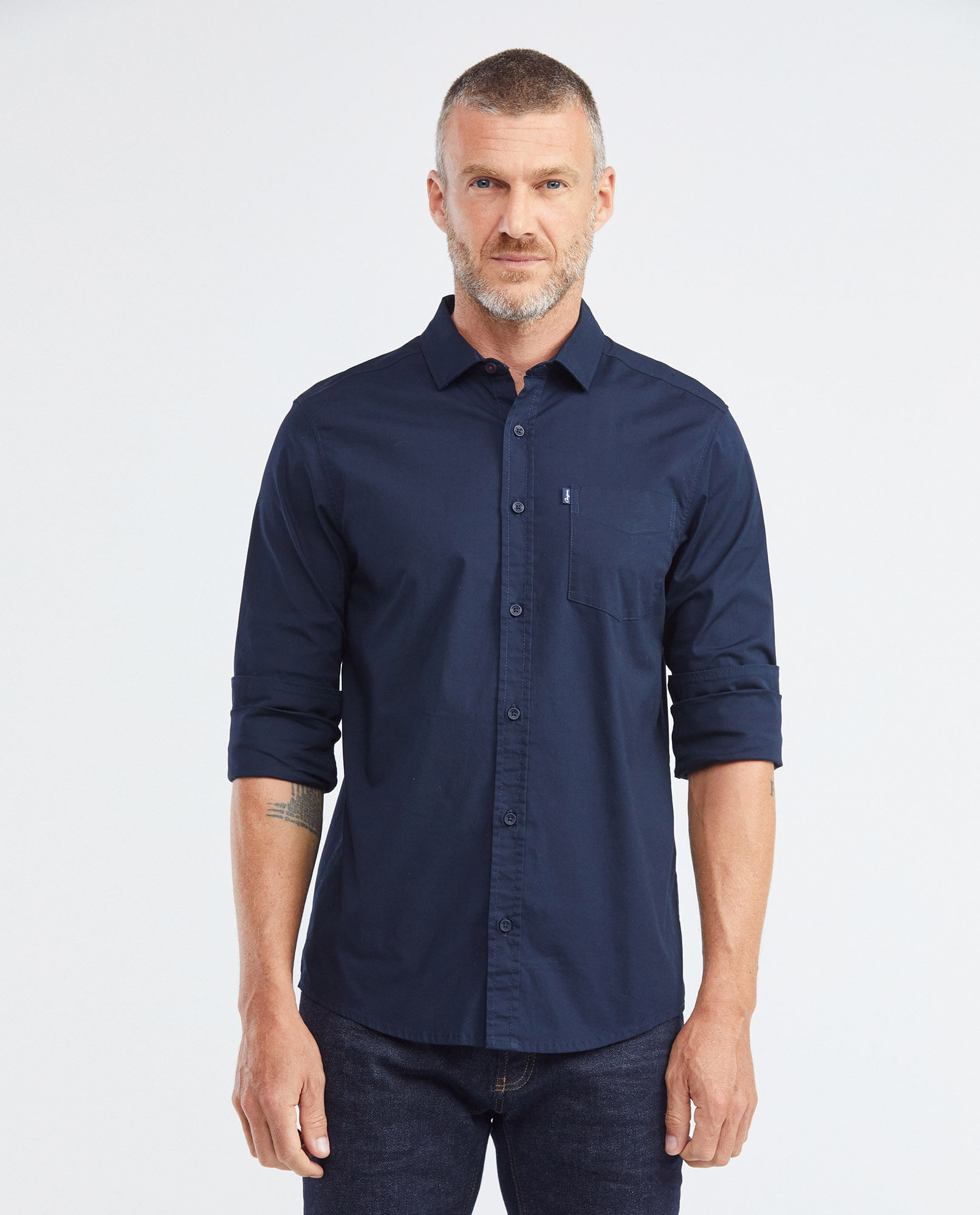 Camisa de Hombre, Slim Fit Manga Larga - Básica con Bolsillo