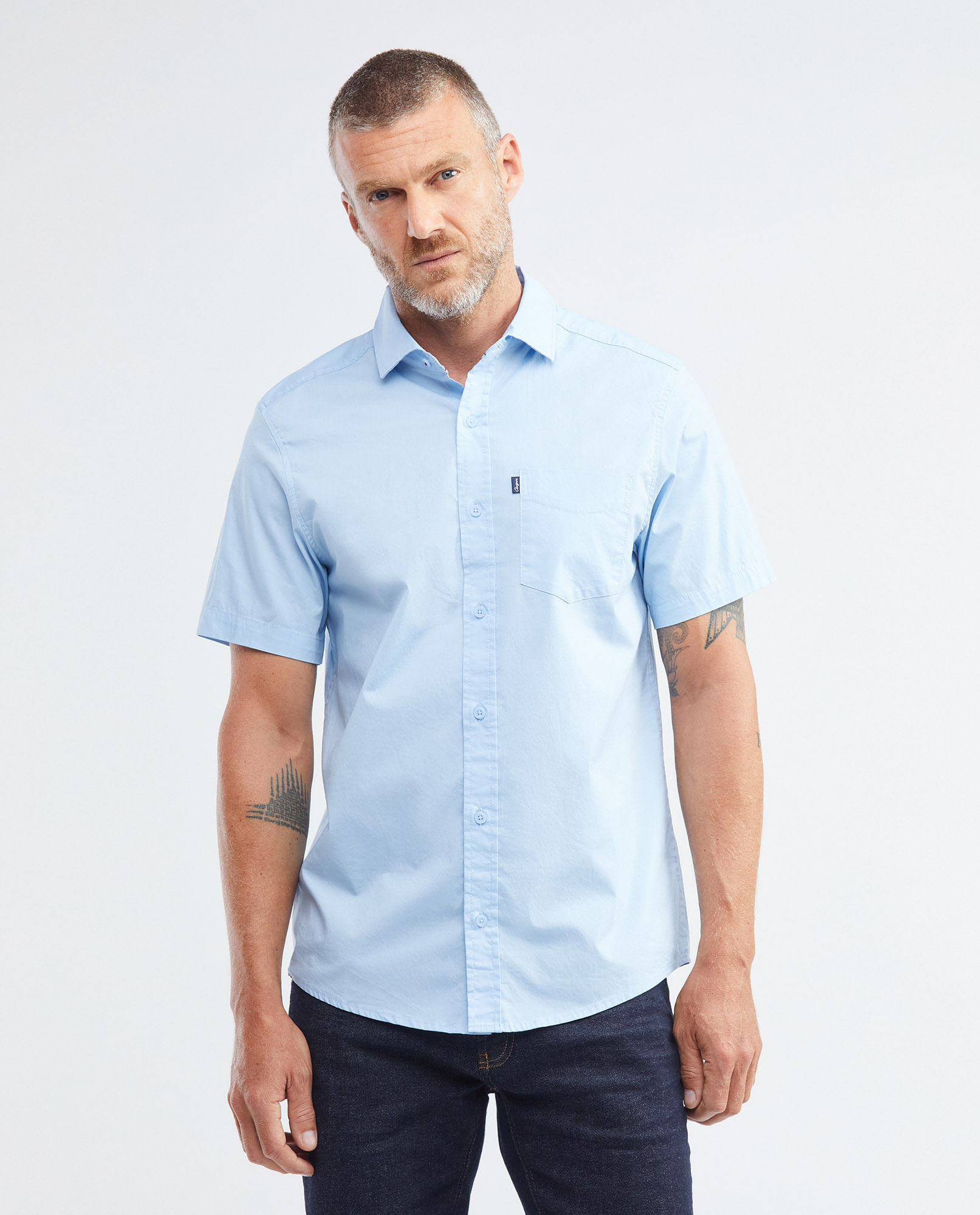 Camisa de Hombre, Slim Fit Manga Corta - Básica con Bolsillo