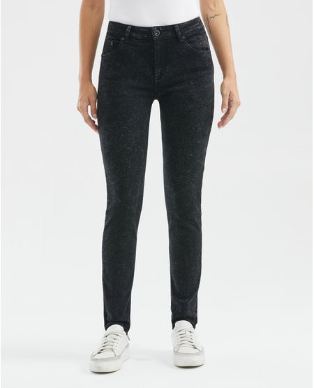 Jean de Mujer High Rise, Cosmo, Bota Skinny - Gris Oscuro Efecto Galaxy