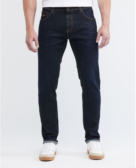 Jean de Hombre Straight Fit, Morrison, Bota Slim - Selvedge Azul Ultra Oscuro