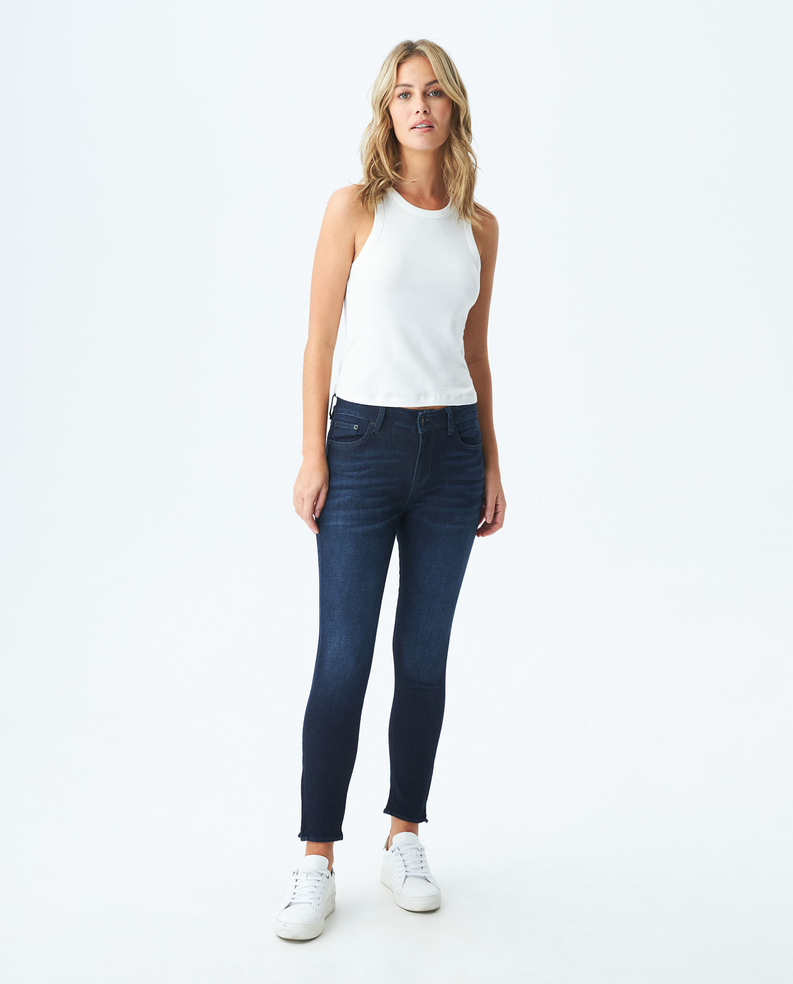 Jean de Mujer High Rise, Cosmo, Bota Skinny - Azul Ultra Oscuro Cierre en Bota
