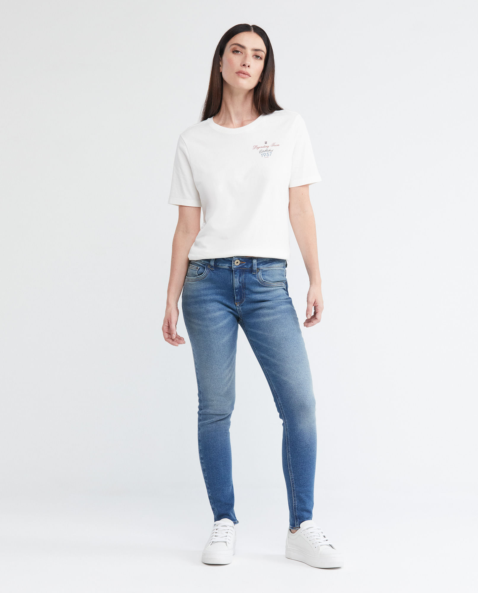 Jean de Mujer High Rise, Cosmo, Bota Skinny - Azul Medio