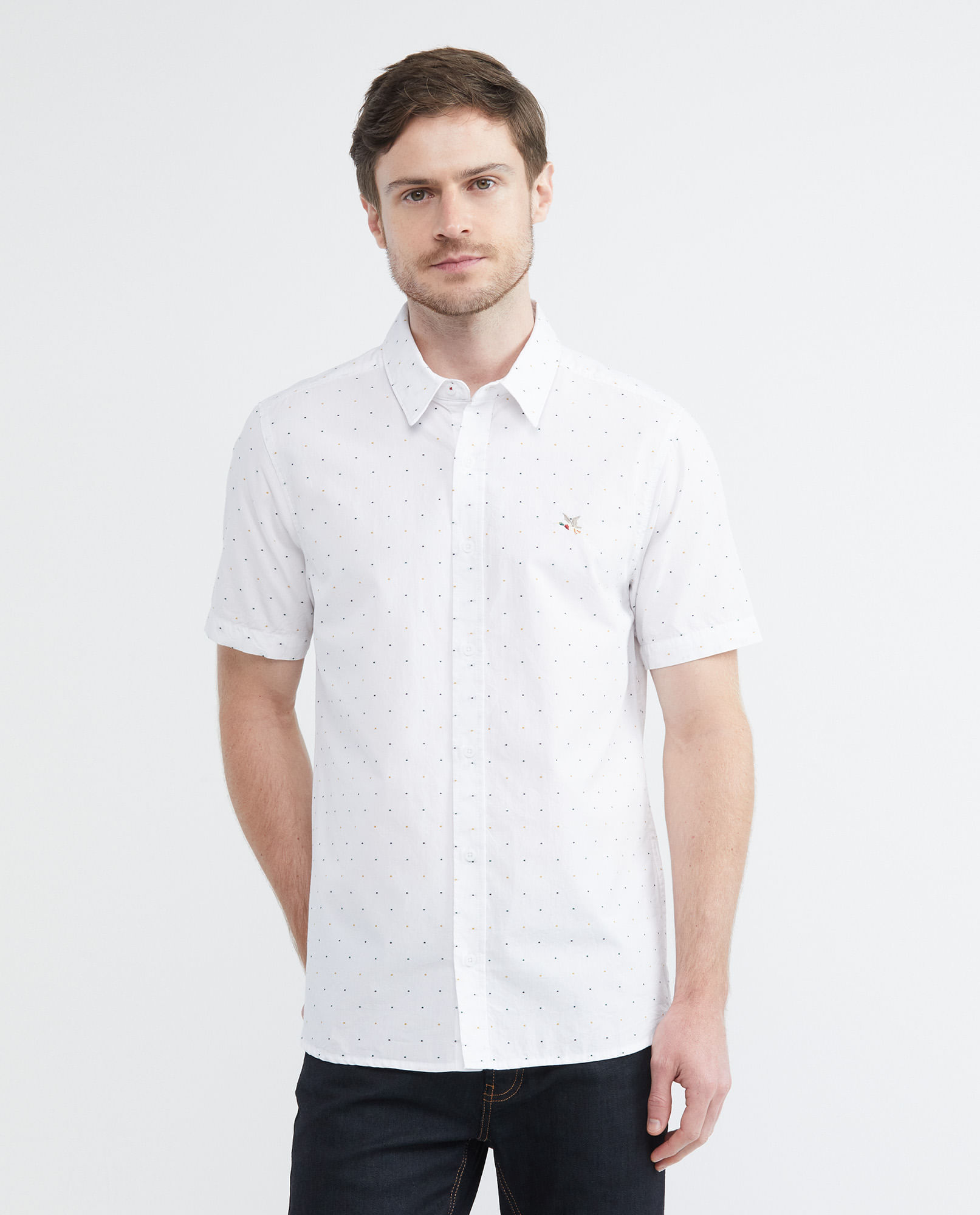 Camisa de Hombre, Slim Fit Manga Corta - Dobby Multicolor