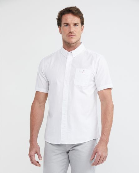 Camisa de Hombre, Slim Fit Manga Corta - Bolsillo de Parche