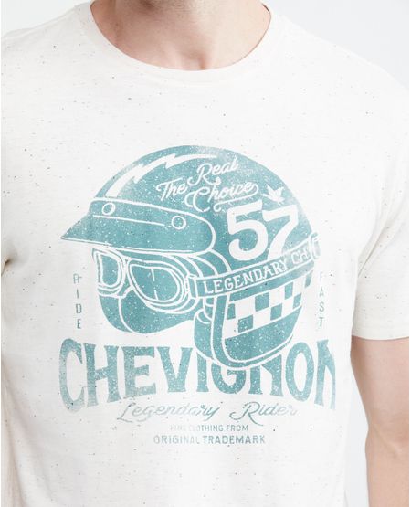 Camiseta Gráfica de Hombre, Slim Fit Cuello Redondo - Efecto Neps + Estampación Textil