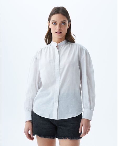 Camisa de Mujer, Silueta Oversized Manga Ballon Cuello Nerú - Mil Rayas