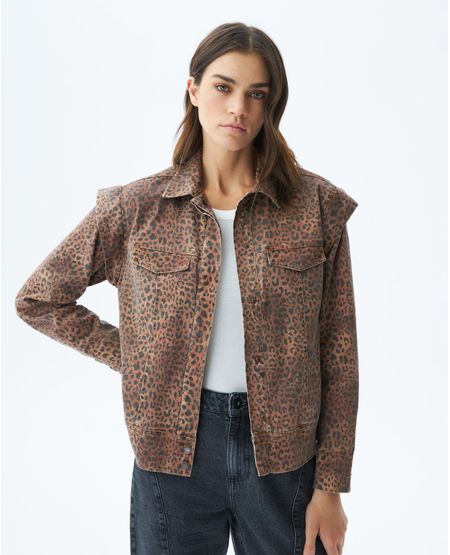 Chaqueta de Mujer, Mangas Removibles - Animal Print