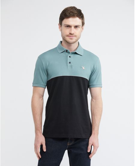 Camiseta de Hombre Tipo Polo, Slim Fit Manga Corta - Bloques de Color y Sesgo