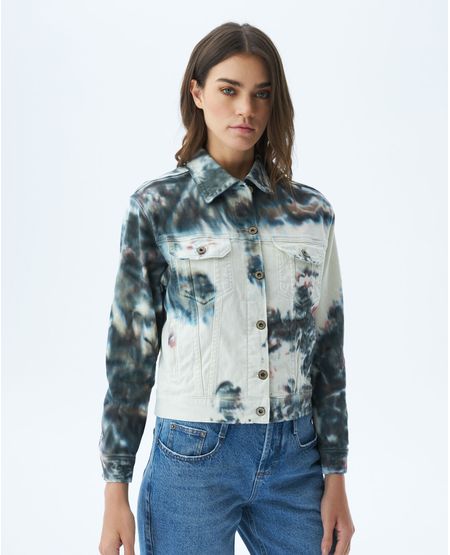 Chaqueta de Mujer en Denim, Tipo Trucker Straight Fit - Teñido Tie Dye