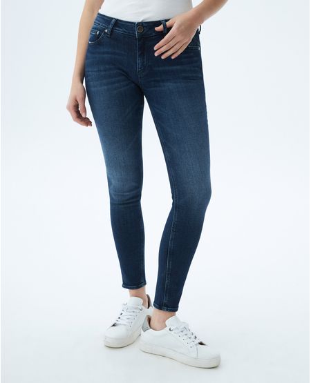 Jean de Mujer Low Rise, Rusty, Bota Skinny - Azul Oscuro + Bordado