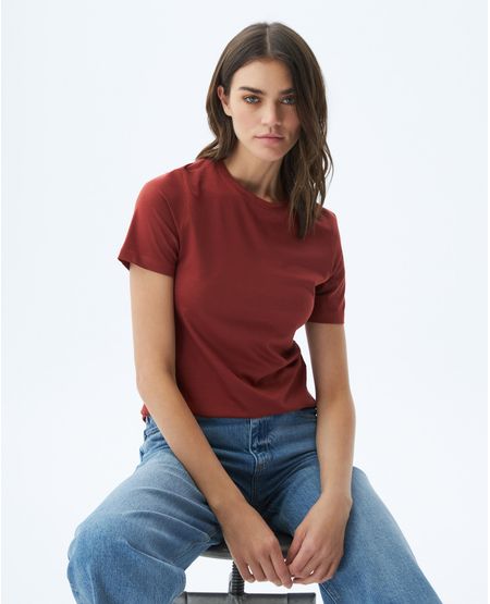Camiseta Básica de Mujer, Manga Corta Cuello Redondo - 100% Algodón Pima