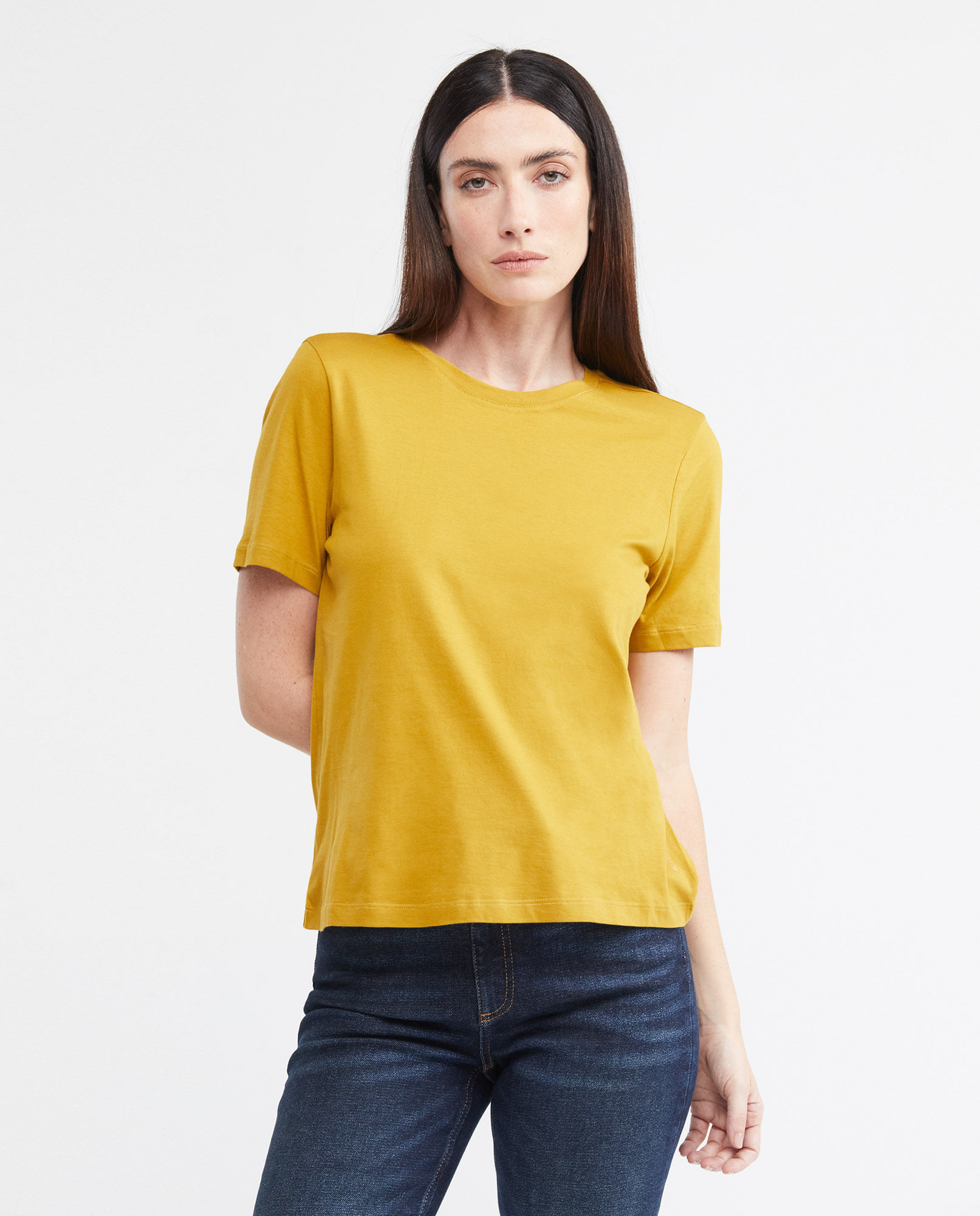 Camiseta Básica de Mujer, Manga Corta Cuello Redondo - 100% Algodón Pima