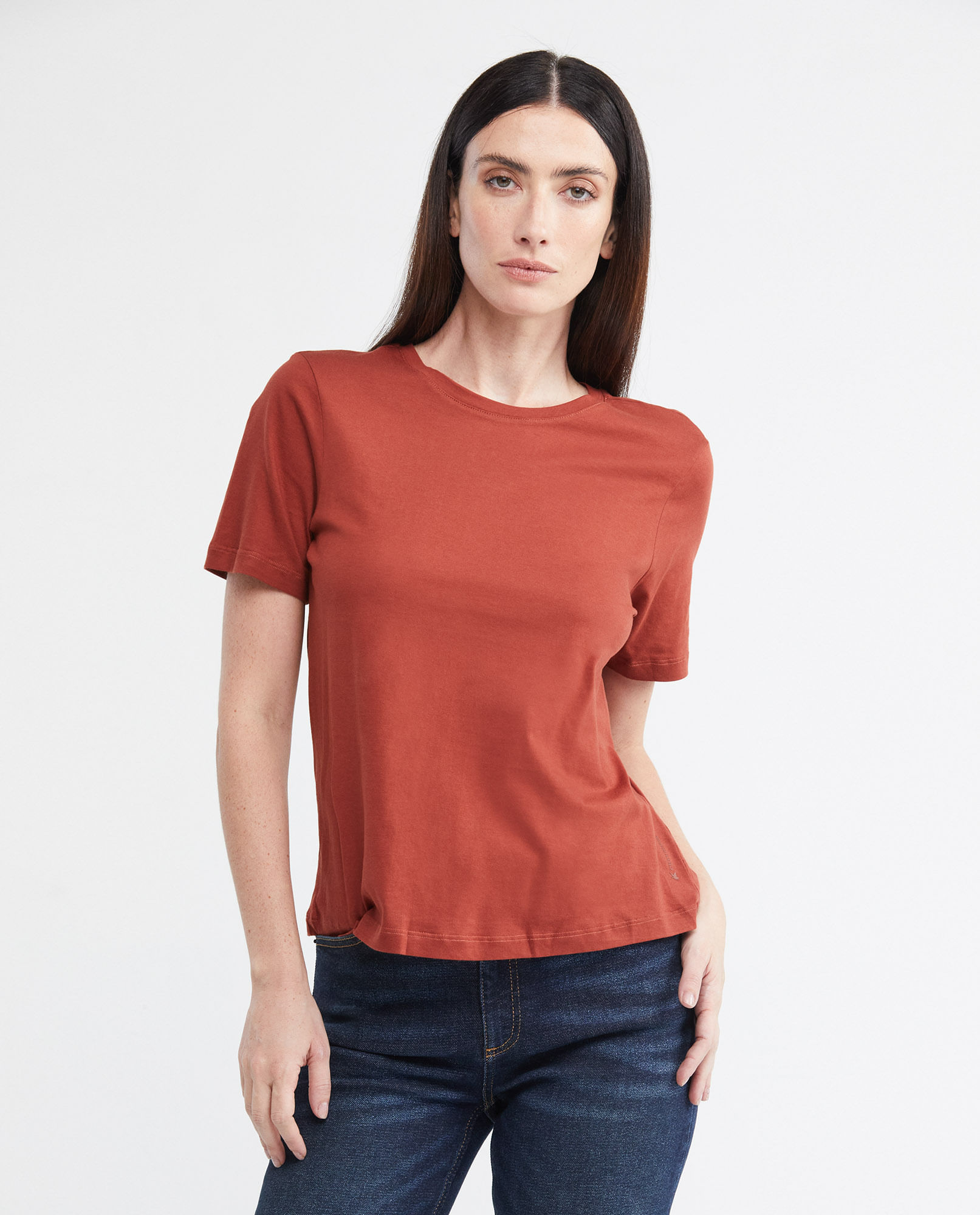 Camiseta Básica de Mujer, Manga Corta Cuello Redondo - 100% Algodón Pima