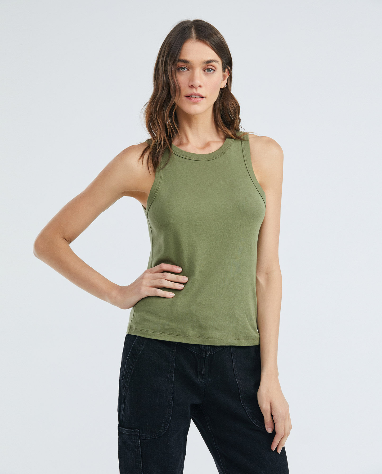 Camiseta Básica de Mujer, Manga Sisa Cuello Redondo - Tipo Tank